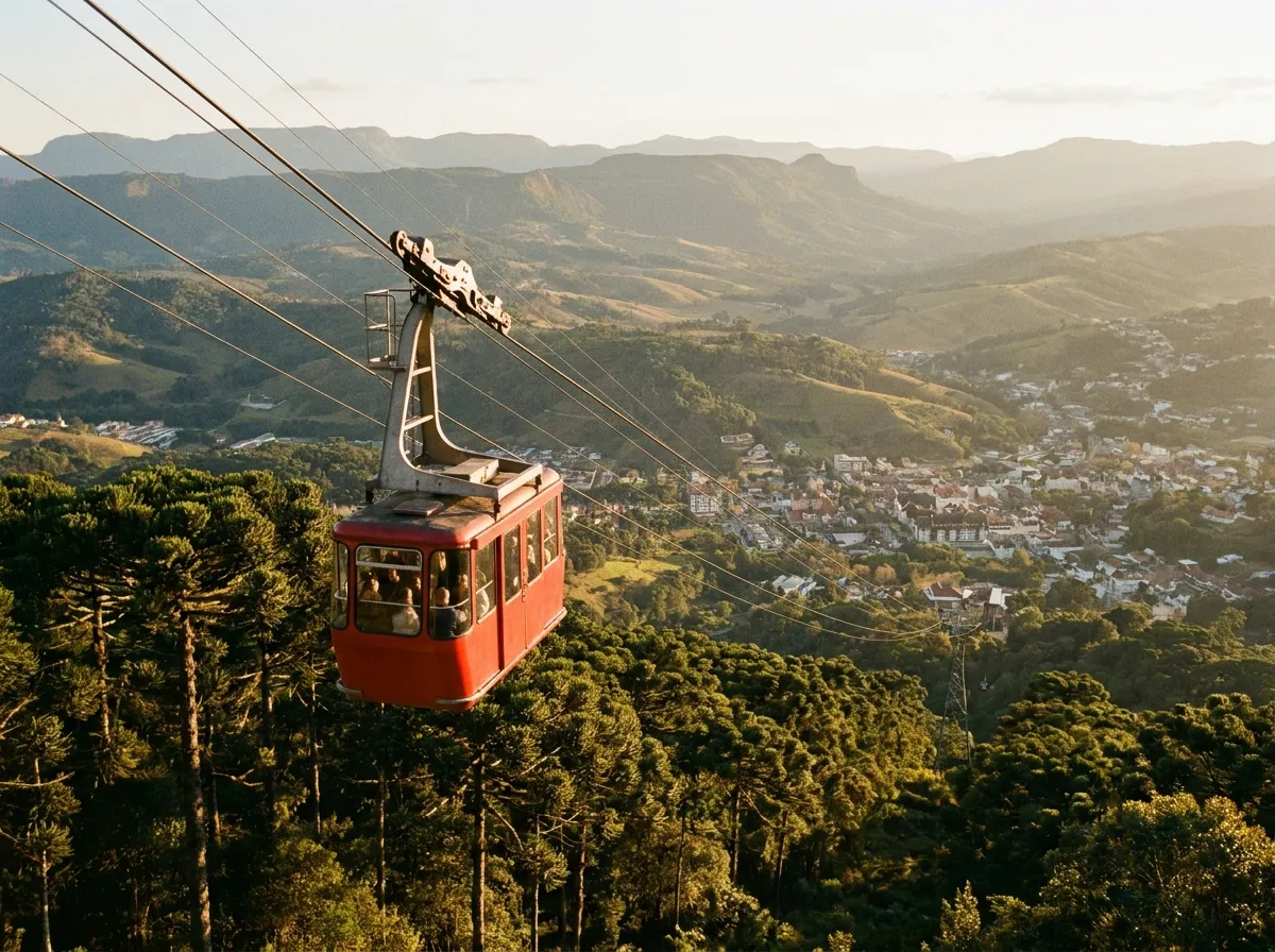 Vista do topo do Morro do Elefante a partir do teleférico em Campos do Jordão