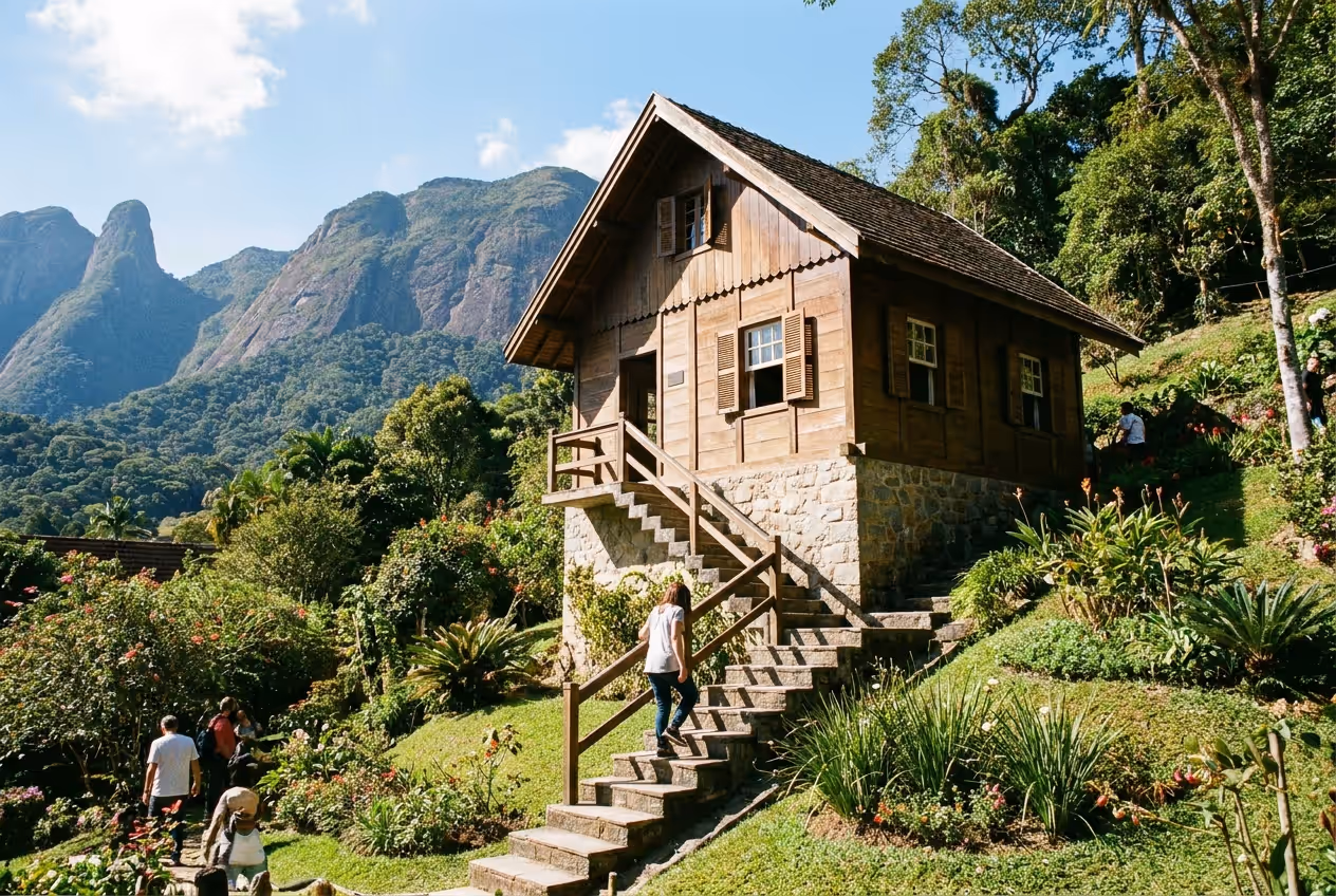 Chalé de estilo suíço projetado por Santos Dumont em Petrópolis